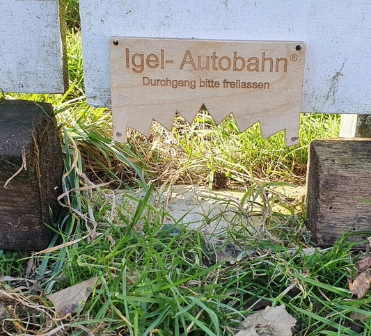 Das kleine Modell der Igel-Autobahn, um auf sympatische Art und Weise den Durchgang zu kennzeichnen.