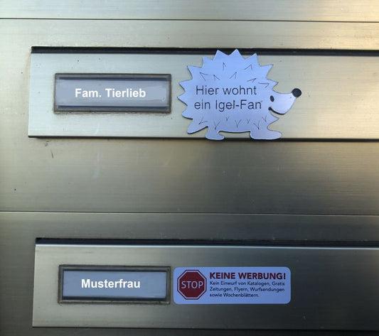 Igel Klingelschild | Briefkastenschild | Hier wohnt ein Igel-Fan